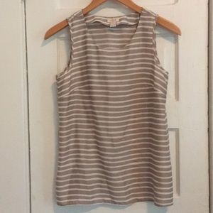 J.Crew Cream and Beige Striped Blouse, Size 2